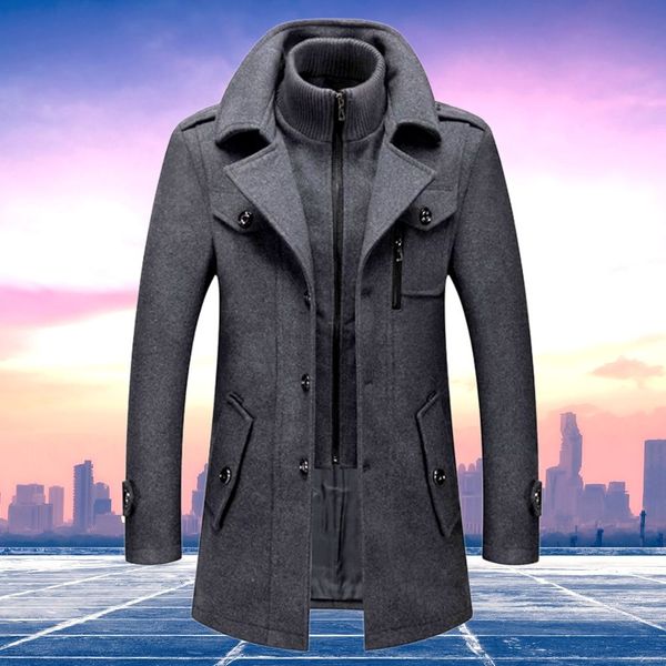 Manteau homme deux pièces à doublure thermique, col montant