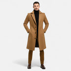 Manteau long homme à col structuré, poches latérales