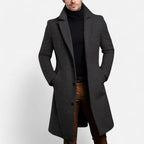 Manteau long homme à col structuré, poches latérales, gris
