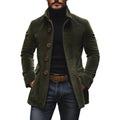 Manteau homme coupe slim à col montant et poches latérales, vert foncé