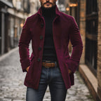 Manteau homme coupe slim à col montant et poches latérales