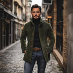 Manteau homme coupe slim à col montant et poches latérales