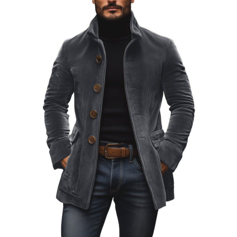 Manteau homme coupe slim à col montant et poches latérales, gris
