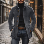 Manteau homme coupe slim à col montant et poches latérales