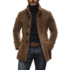 Manteau homme coupe slim à col montant et poches latérales, marron clair