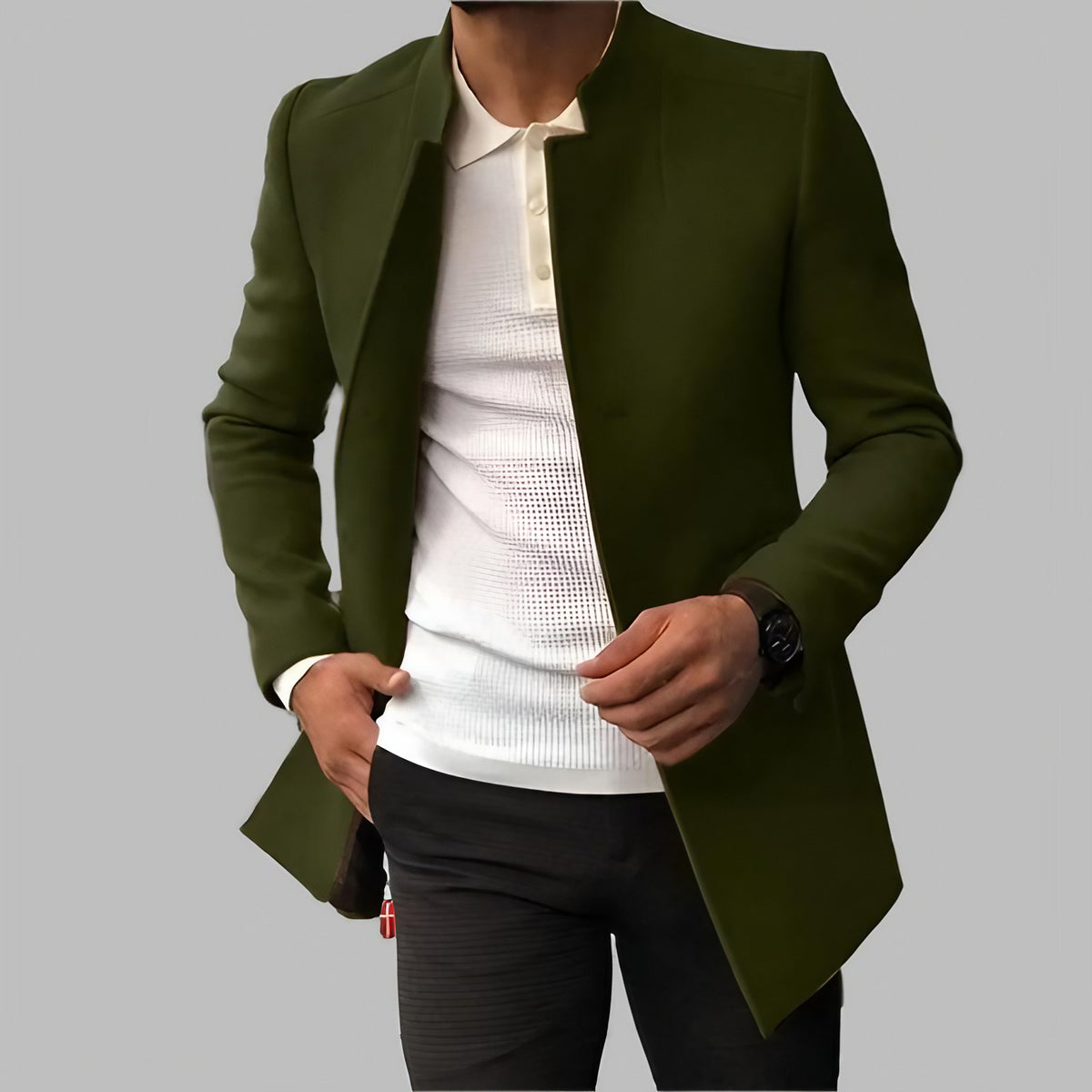Manteau homme coupe ajustée, cinq coloris, du XS au 4XL, vert