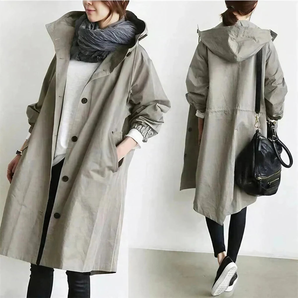 Imperméable femme à grande capuche, coupe ample, huit coloris