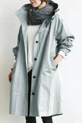 Imperméable femme à grande capuche, coupe ample, huit coloris, gris
