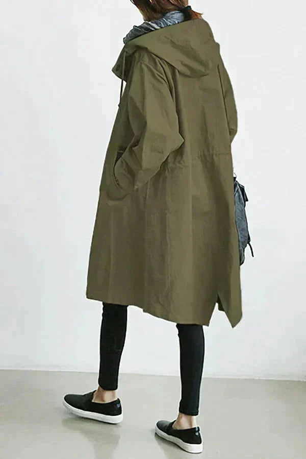 Imperméable femme à grande capuche, coupe ample, huit coloris, vert