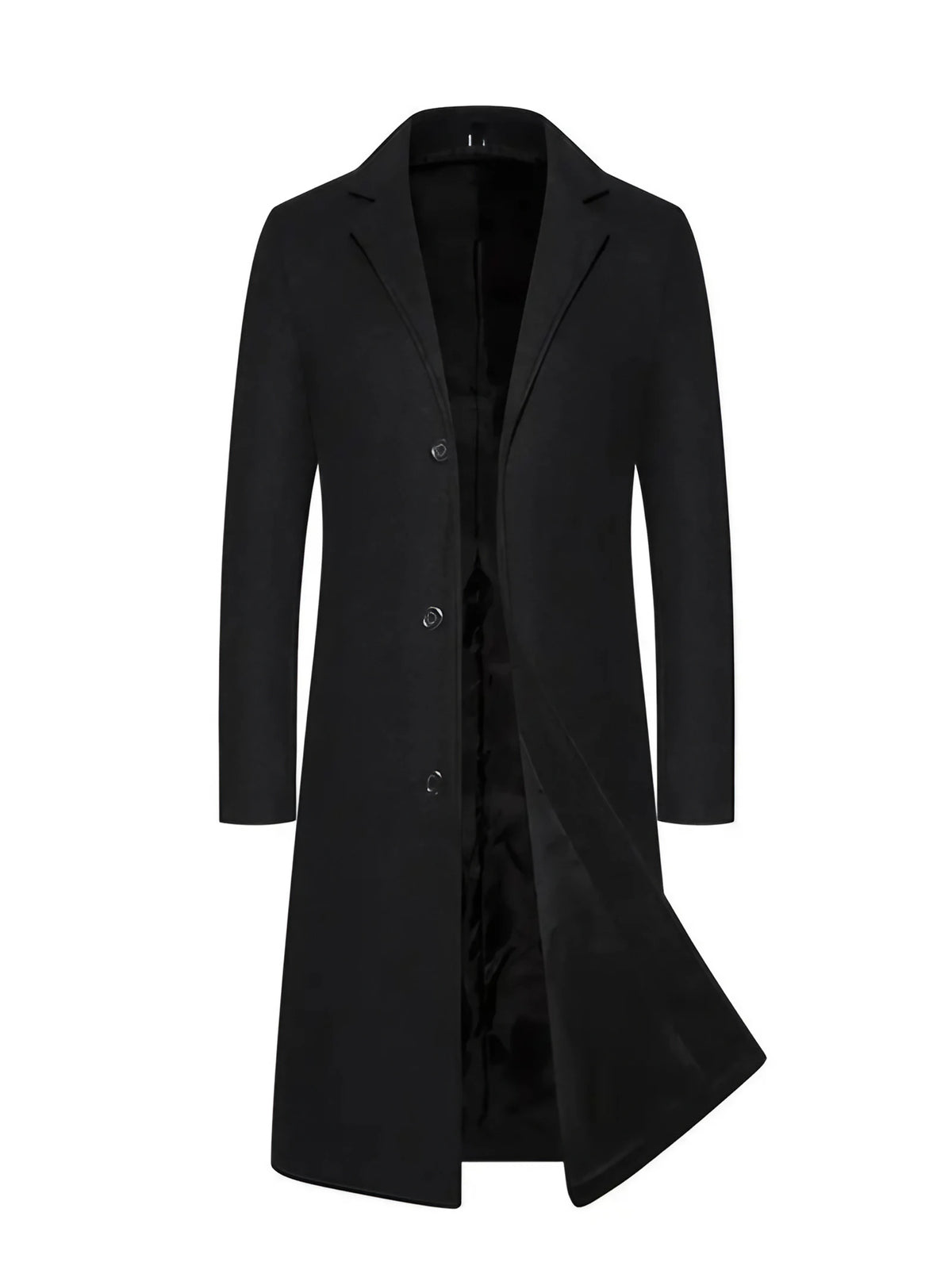 Manteau long homme coupe ajustée, simple boutonnage, trois coloris, noir