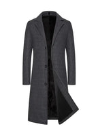 Manteau long homme coupe ajustée, simple boutonnage, trois coloris, gris foncé