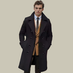 Manteau long homme, coupe habillée, noir, gris ou kaki