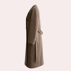 Manteau long femme marron, coupe fluide, automne et hiver