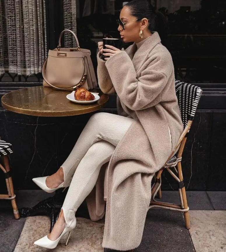 Manteau long femme d'hiver à poches, du S au 3XL, quatre coloris
