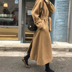 Manteau long femme coupe ajustée, kaki ou beige, du S au 2XL