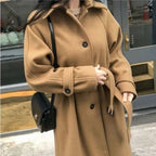 Manteau long femme coupe ajustée, kaki ou beige, du S au 2XL