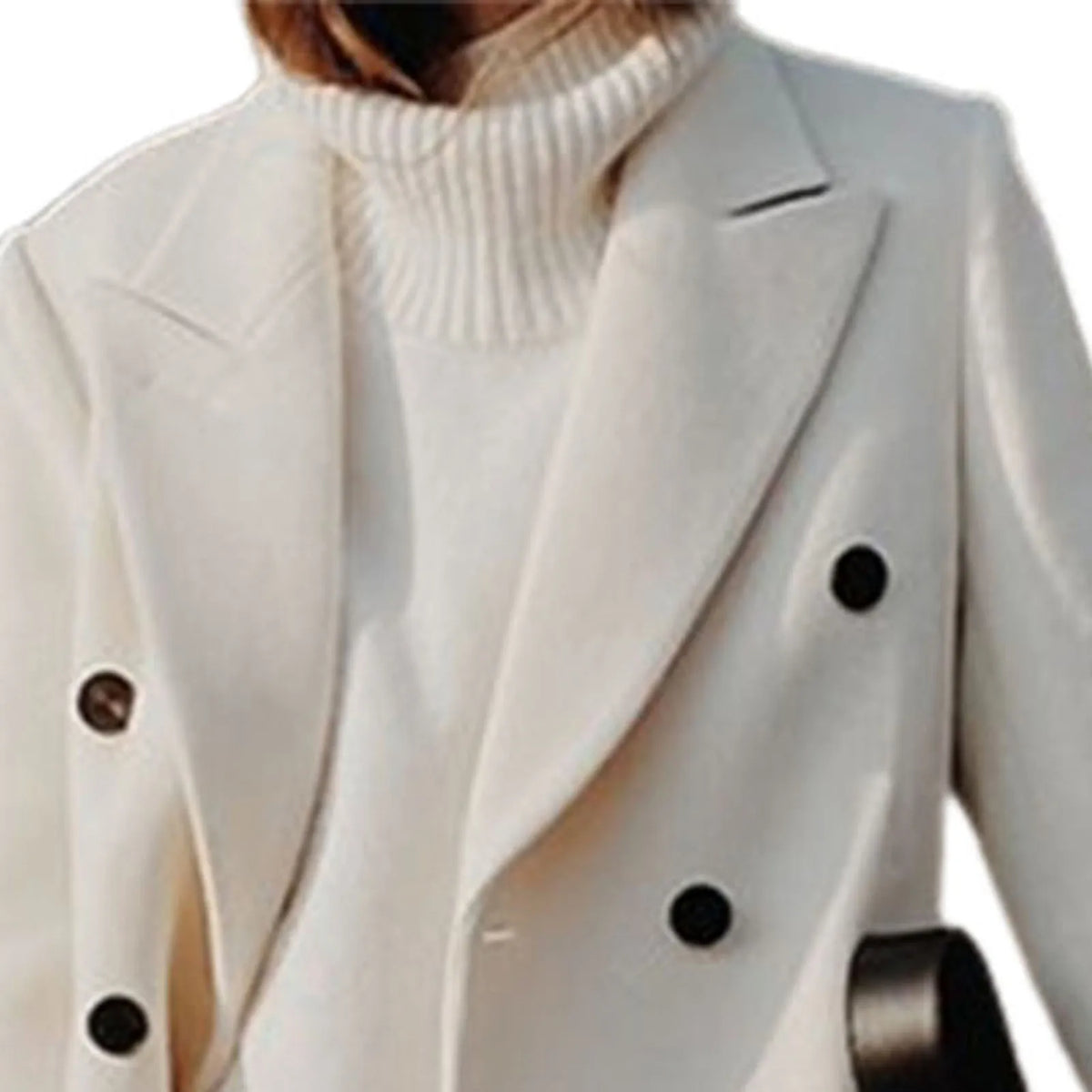 Manteau long femme ajusté à boutons cachés, kaki ou blanc