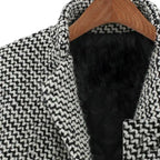 Manteau long femme ajusté noir et blanc, grandes poches