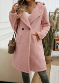 Manteau d'hiver femme à capuche et col à revers, trois coloris, rose