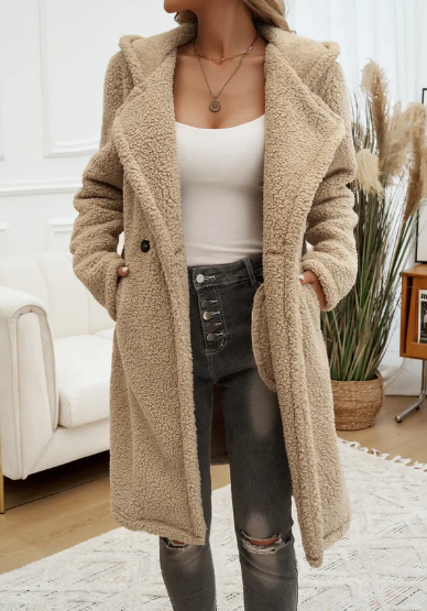 Manteau d'hiver femme à capuche et col à revers, trois coloris