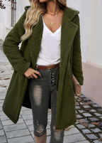 Manteau d'hiver femme à capuche et col à revers, trois coloris, vert émeraude
