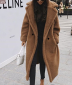 Manteau long oversize femme à capuche, fermeture zippée, marron
