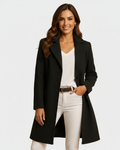 Manteau long femme à coupe structurée, noir, gris ou marron, noir