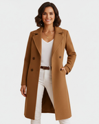 Manteau long femme à coupe structurée, noir, gris ou marron, marron