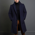 Manteau long homme d'hiver, col à revers, boutonné, noir