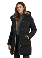 Manteau long femme à capuche, coupe droite, du XS au 3XL, noir