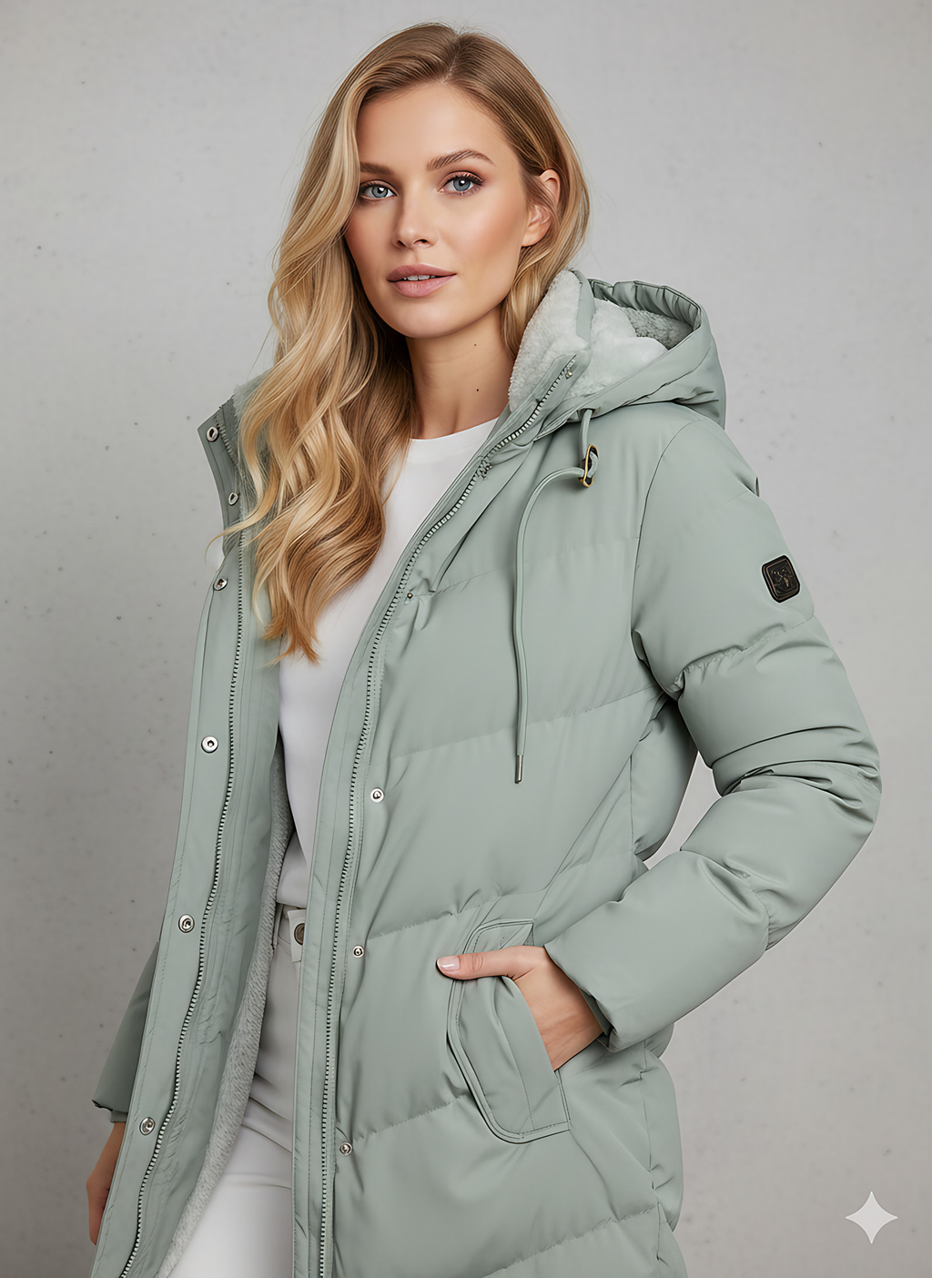 Manteau long femme à capuche, coupe droite, du XS au 3XL, vert