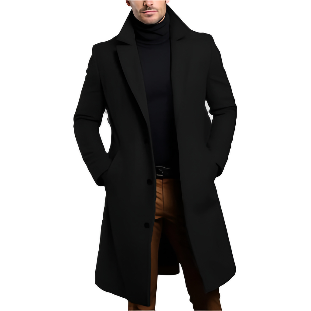 Manteau long homme d'hiver à poches, quatre coloris, du XS au XL, noir