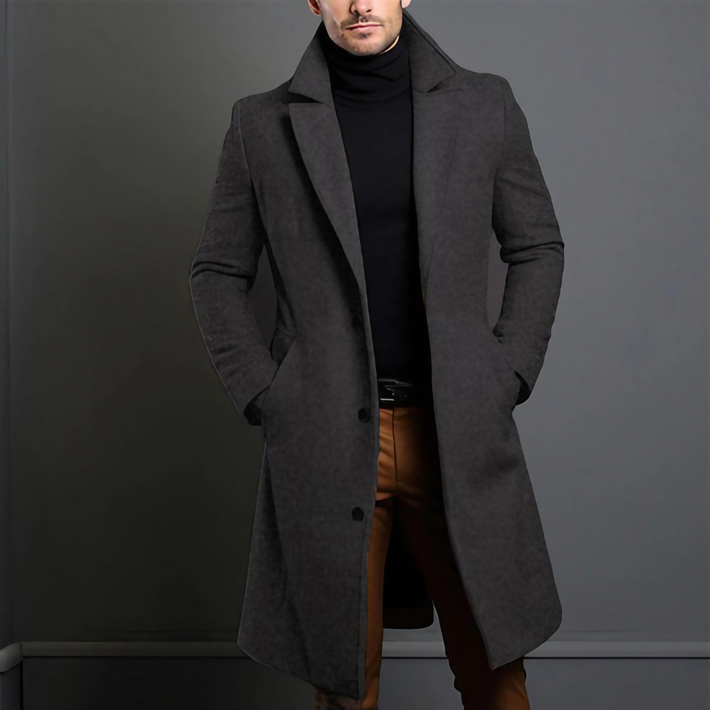 Manteau long homme d'hiver à poches, quatre coloris, du XS au XL, gris