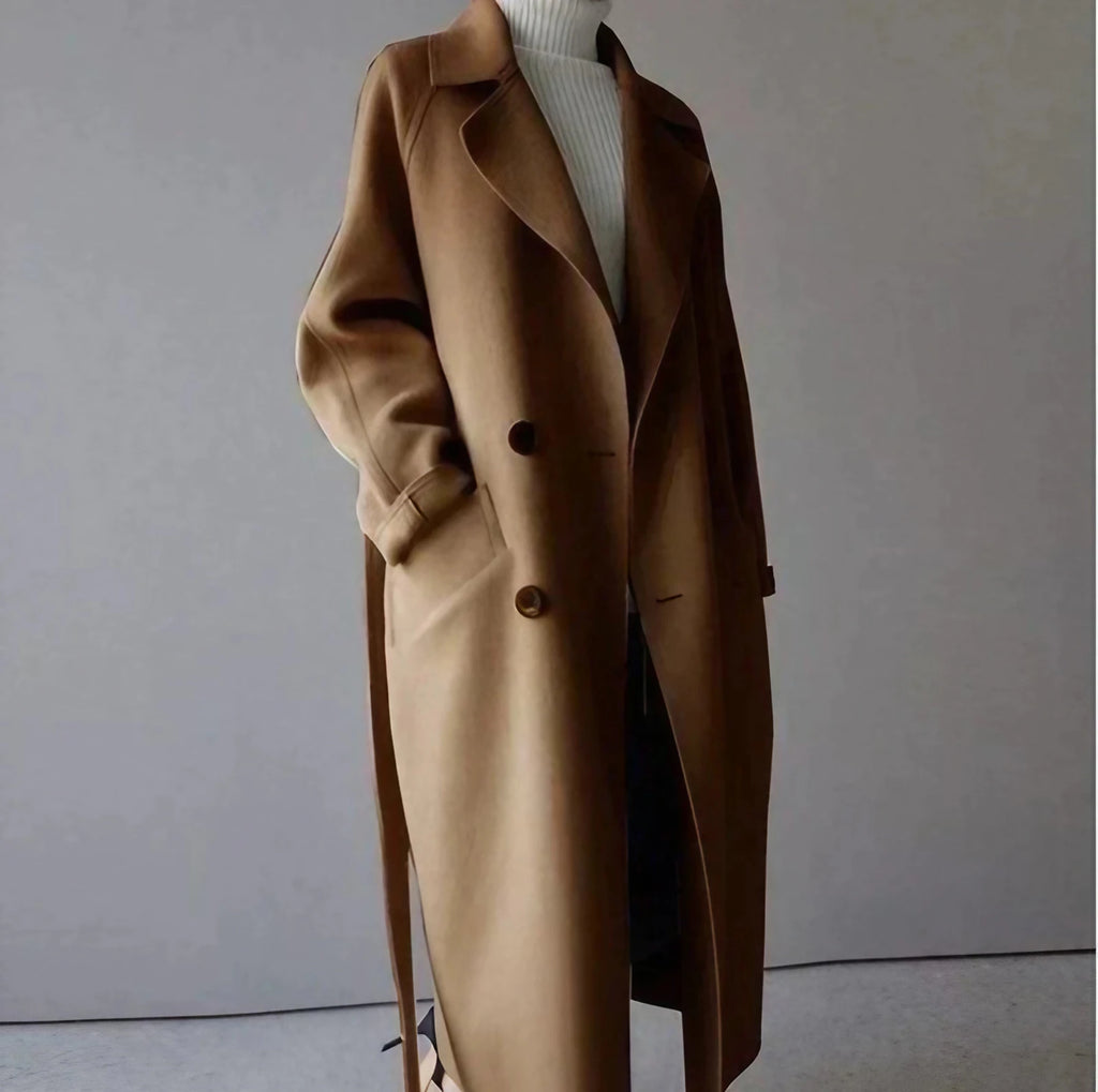Manteau long femme d'hiver, beige, noir ou marron, marron
