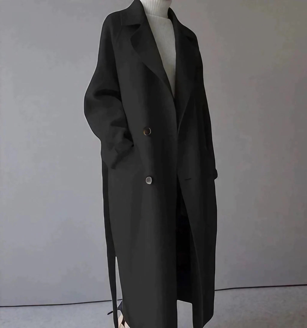 Manteau long femme d'hiver, beige, noir ou marron, noir