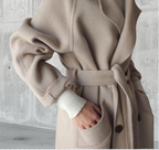 Manteau long femme d'hiver, beige, noir ou marron