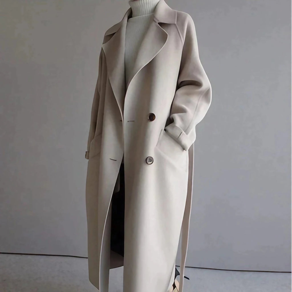 Manteau long femme d'hiver, beige, noir ou marron, beige