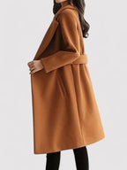 Manteau long femme d'hiver avec ceinture à boucle, du M au 4XL