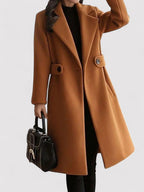Manteau long femme d'hiver avec ceinture à boucle, du M au 4XL, brun