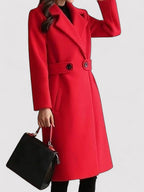Manteau long femme d'hiver avec ceinture à boucle, du M au 4XL, rouge