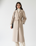 Manteau long femme cintré à col revers, doublé, XS au 3XL, blanc