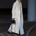 Manteau long oversize femme fermé par un bouton, quatre coloris, blanc