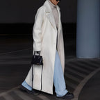 Manteau long oversize femme fermé par un bouton, quatre coloris, blanc