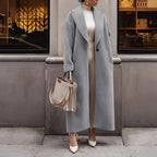 Manteau long oversize femme fermé par un bouton, quatre coloris, gris