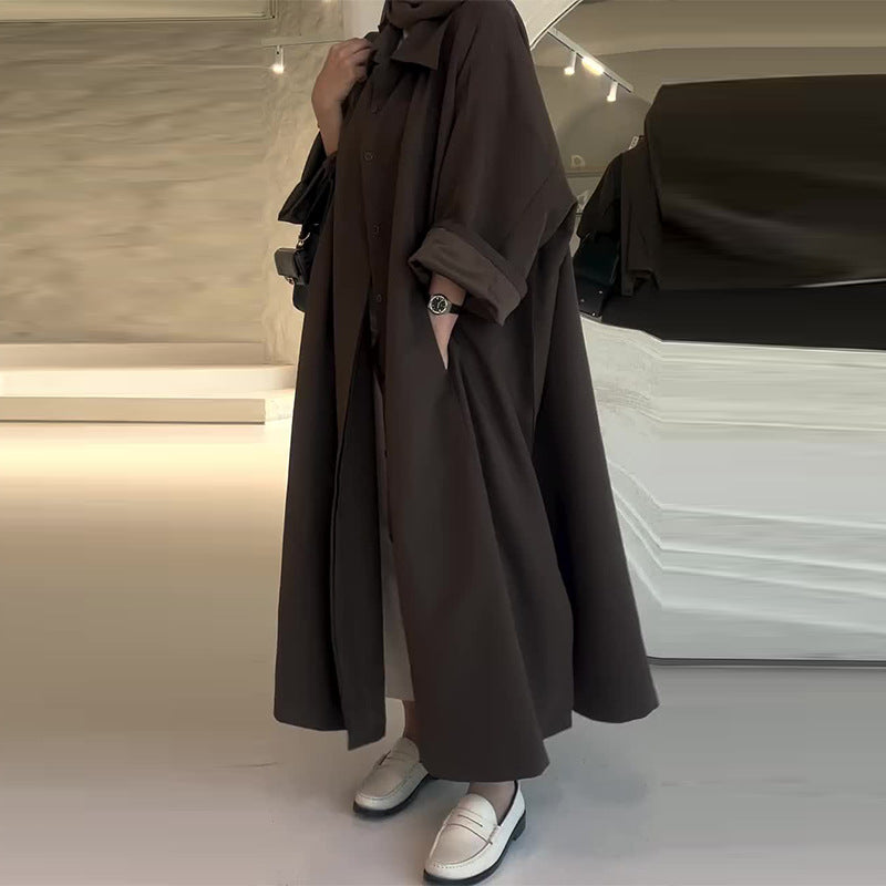 Manteau long oversize femme marron foncé, du XS au 3XL, marron foncé
