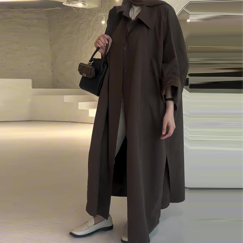 Manteau long oversize femme marron foncé, du XS au 3XL