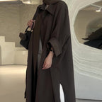 Manteau long oversize femme marron foncé, du XS au 3XL