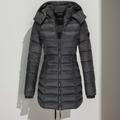 Doudoune longue femme à capuche, déperlante, cinq coloris, noir