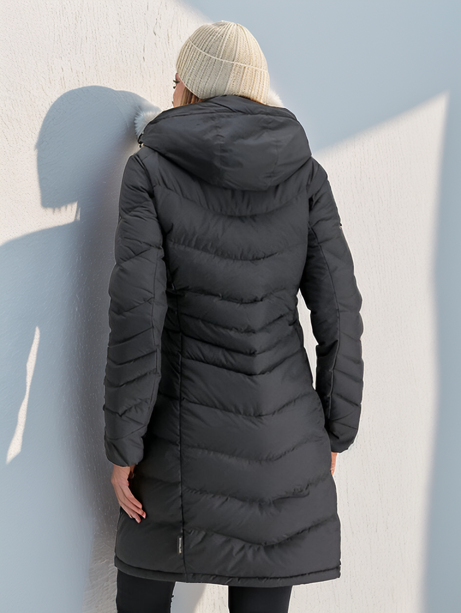 Doudoune longue femme à capuche, déperlante, cinq coloris