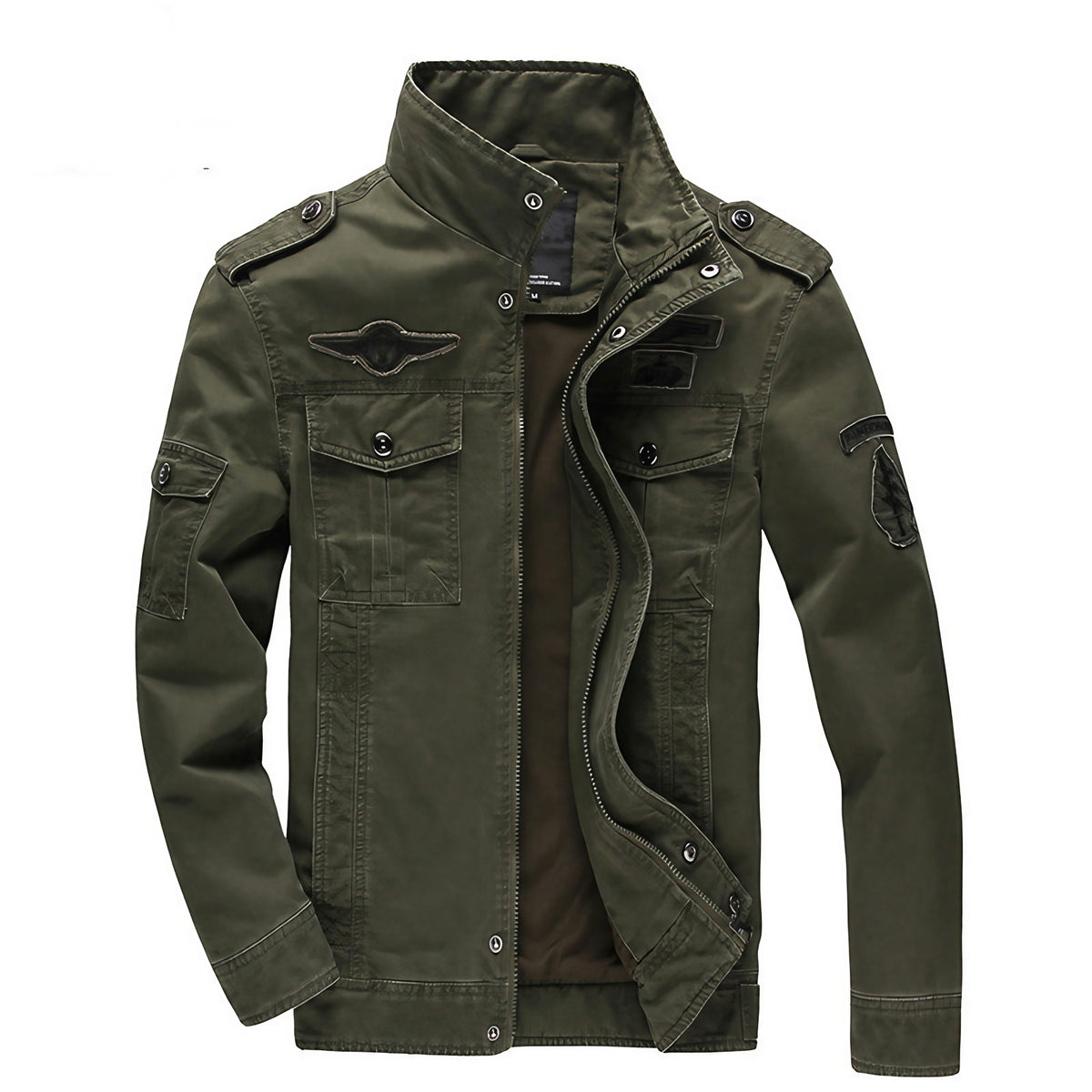 Veste mi-longue homme style militaire, poches, du M au 3XL, vert armée
